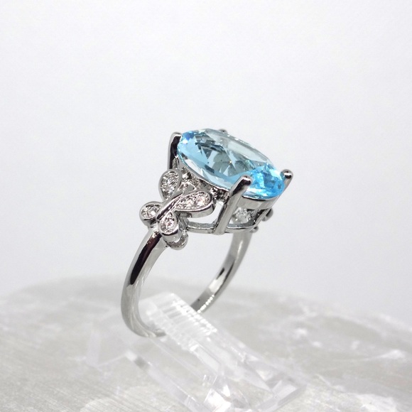 NEW 💎 925 Silver Blue Topaz Butterfly Ring - Picture 4 of 6